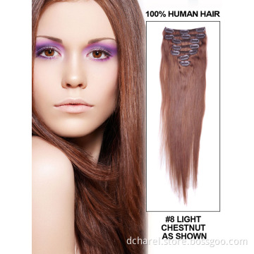 Clip on Hair Extension Chestnut Brown #8